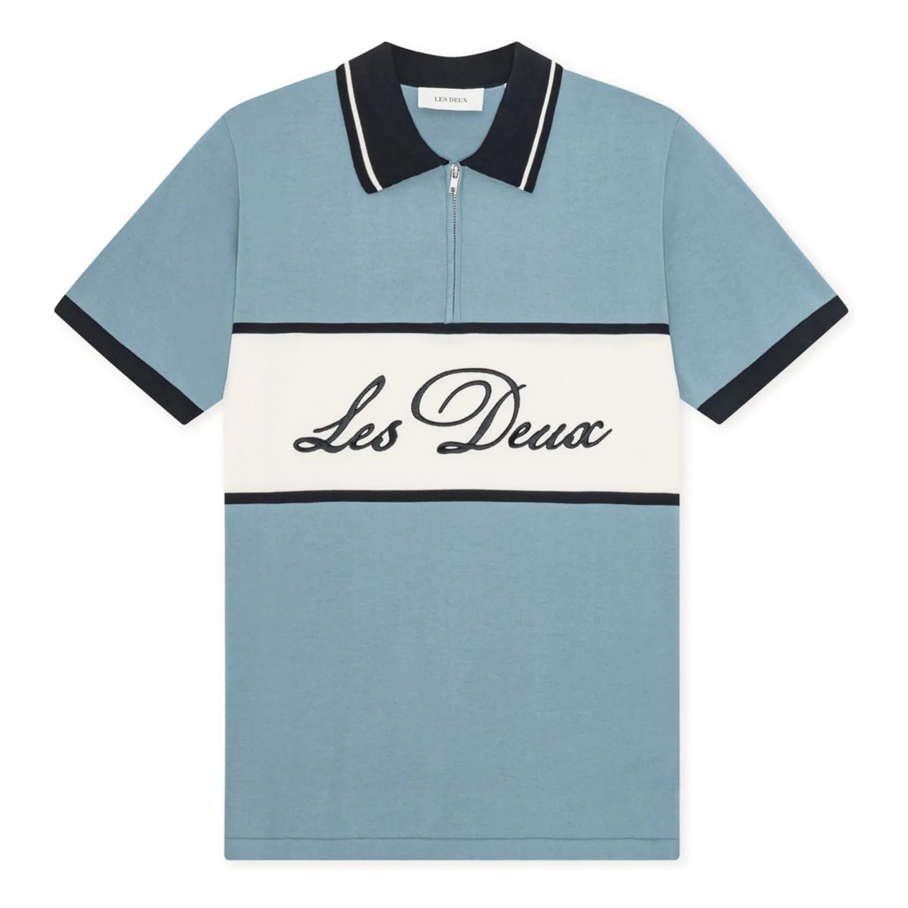 Les Deux - Reißverschluss-Polo | Hellblau