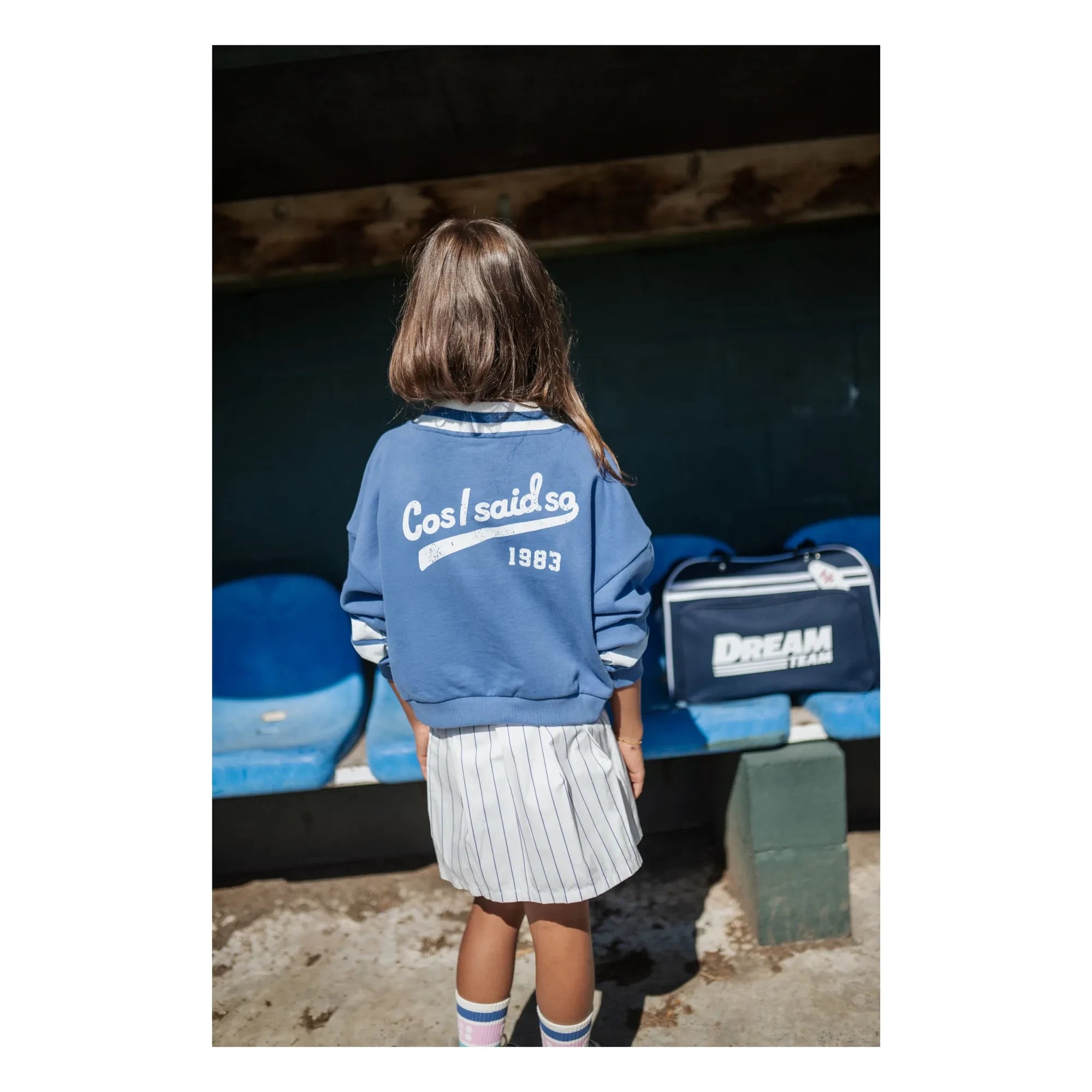 Cos I Said So - Gestreiftes Sweatshirt mit V-Ausschnitt aus Bio-Baumwolle | Blau