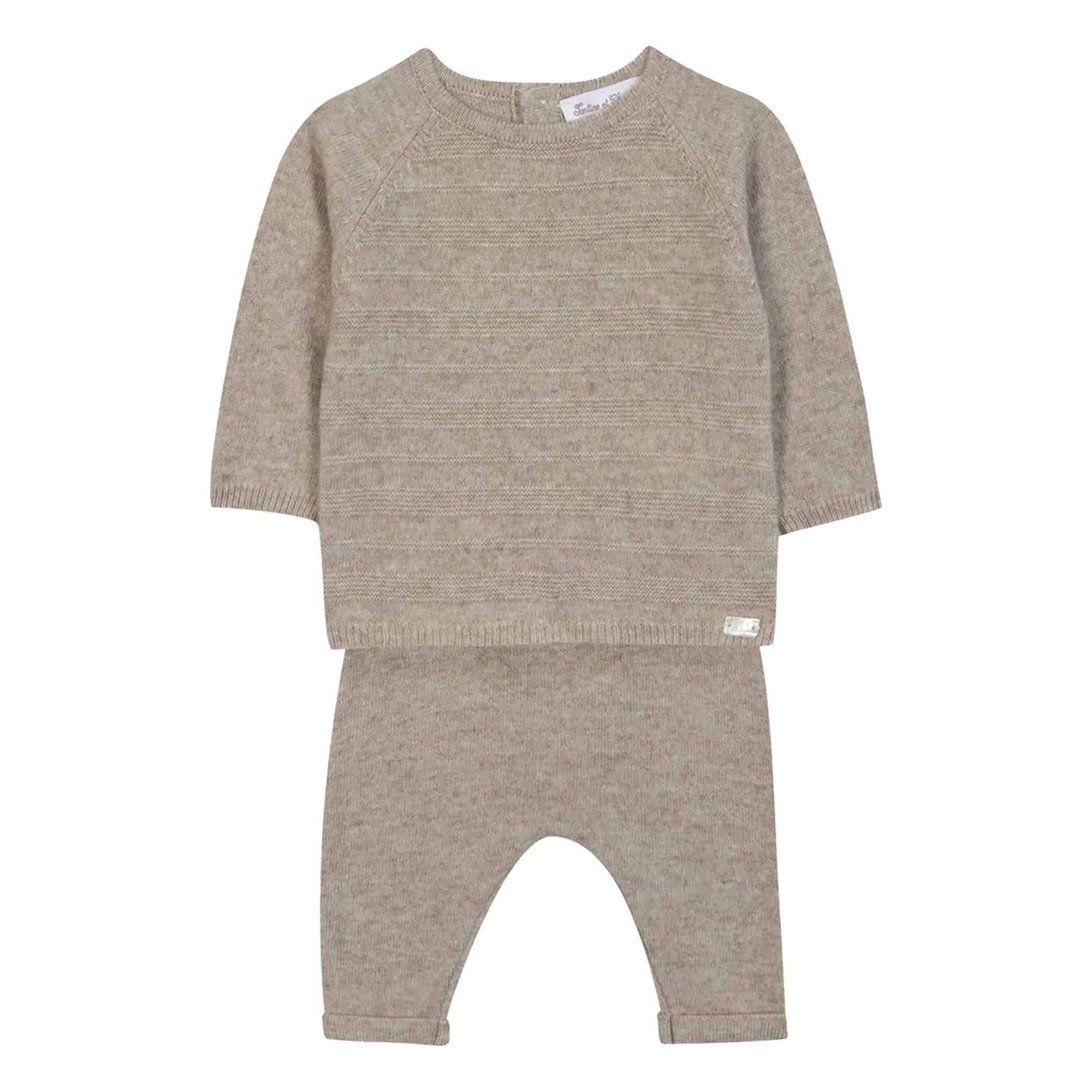 Tartine et Chocolat - Wollstrickjacke und Leggings Set | Haferflocken
