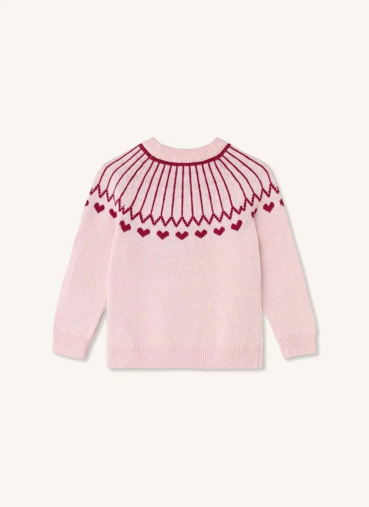 Fliink - Nova Hearts Organischer Baumwollpullover | Rosa