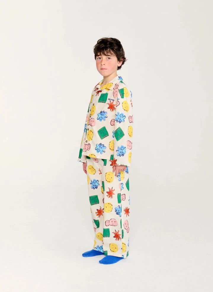 Bobo Choses - Besticktes Hemd- und Hosen-Set aus Bio-Baumwolle | Ecru