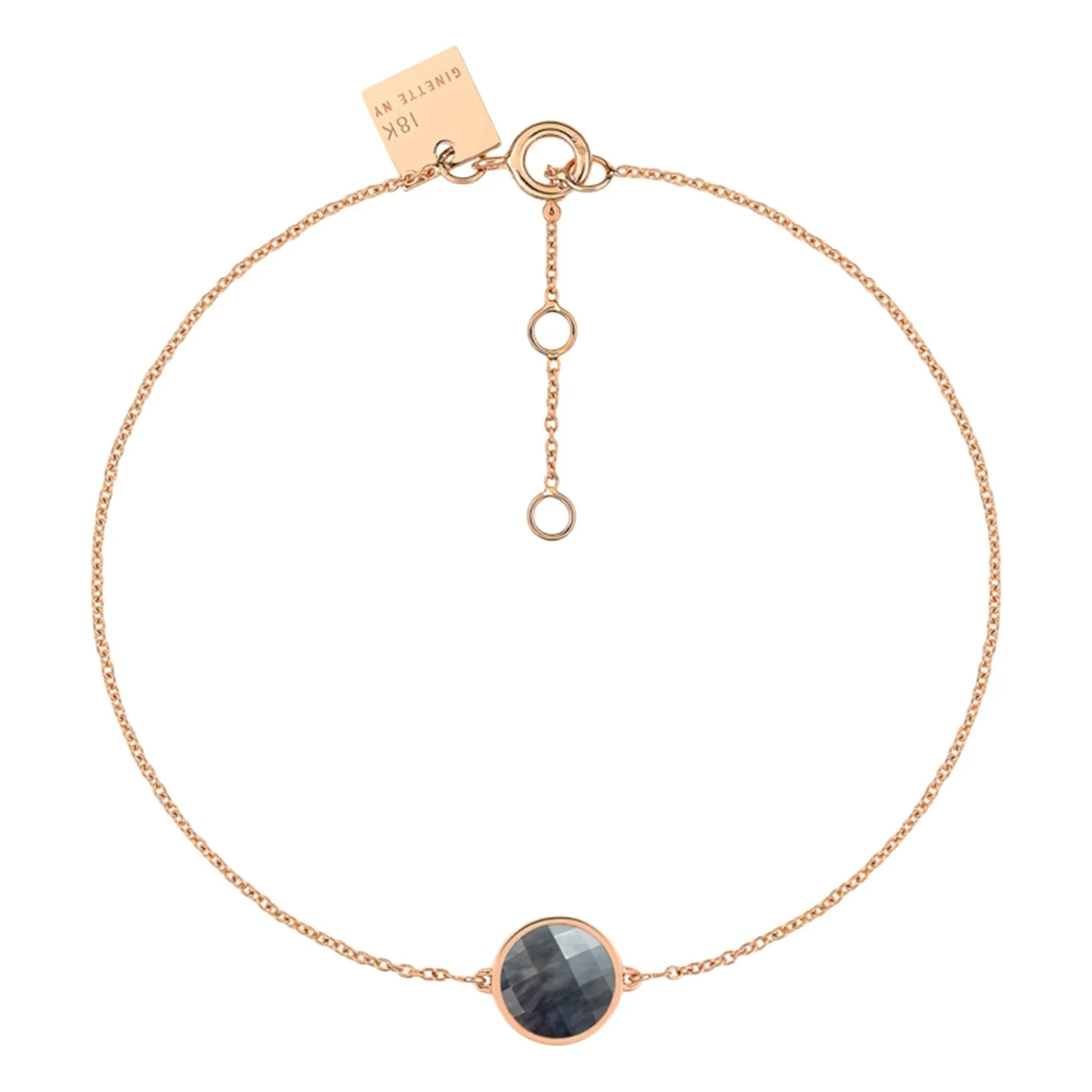 Ginette NY - Scheiben-Mini-Pixie-Armband in Ebenholz | Roségold
