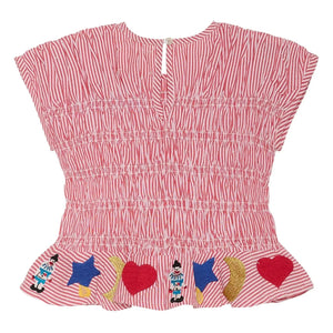 SISSEL EDELBO - Gestreiftes Top Smocké Sol - Kinderkollektion | Rot