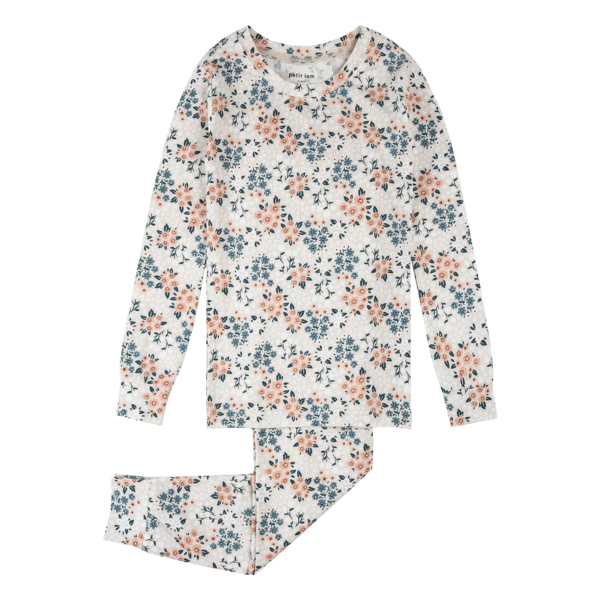 Petit Lem - Bio-Baumwolle und Modal Blumenmuster Pyjama | Beige