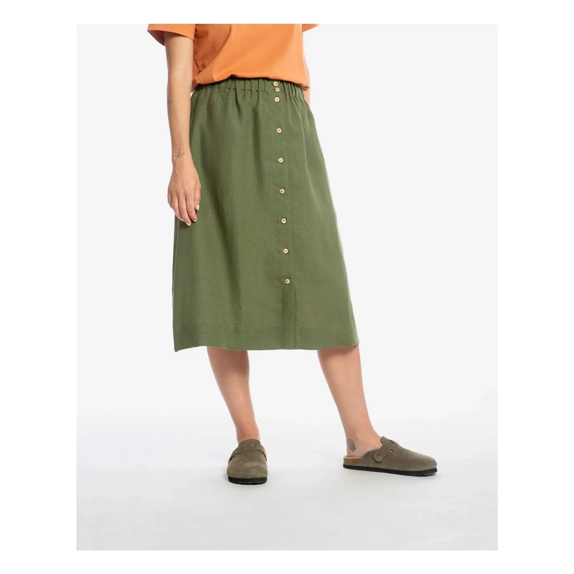 Matona - Leinen-Midirock | Olive