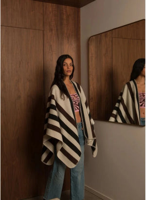 La Méricaine - Blackfeet Recycelter Wollponcho | Ecru