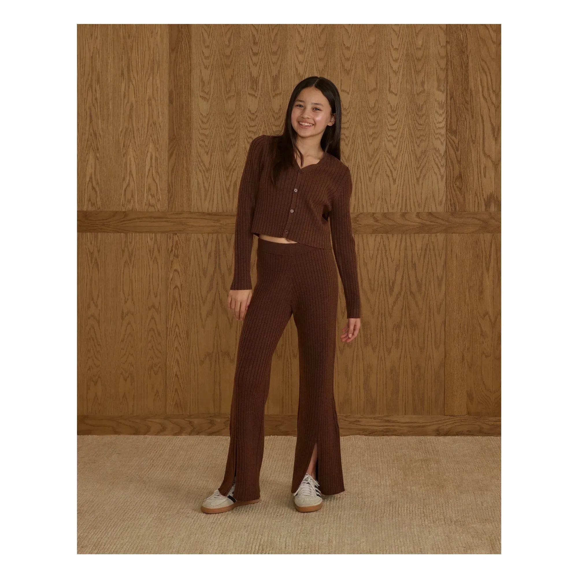 Rylee + Cru - Gerippte Netz-Leggings | Braun