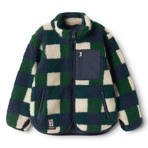 Liewood - Nolan Karomuster Sherpa-Stil Jacke, hergestellt aus recycelten Fasern | Marineblau