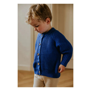 Yuki - Bio-Baumwoll-Raglan-Strickjacke | Elektroblau