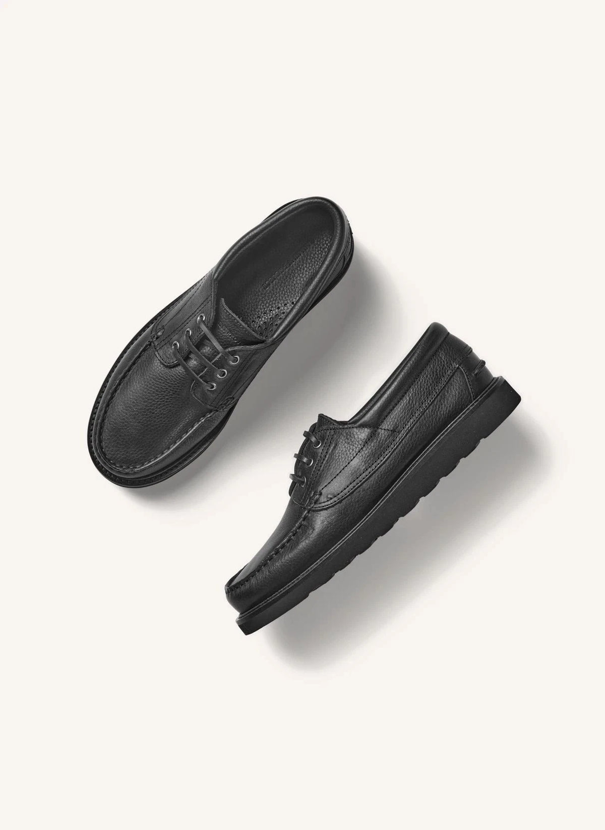 Garment Project - Pete Moc Toe Leder Derby Schuhe | Schwarz
