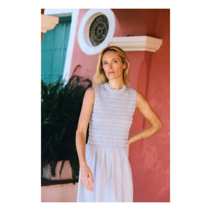 Maria de la Orden - Saint Barth gestreiftes Baumwollkleid | Hellblau