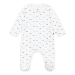 Petit Bateau - Pyjamas Dors Bien Baleines Kadife Organik Pamuk | White