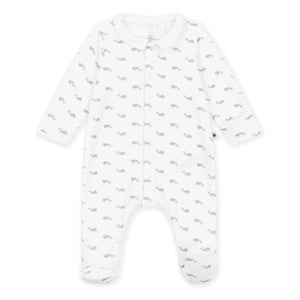 Petit Bateau - Pyjamas Dors Bien Baleines Kadife Organik Pamuk | White