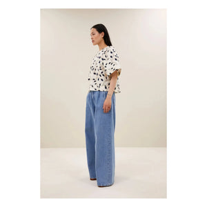 By Bar - Olivia Cotton Botanik Bluse | Nachtblau