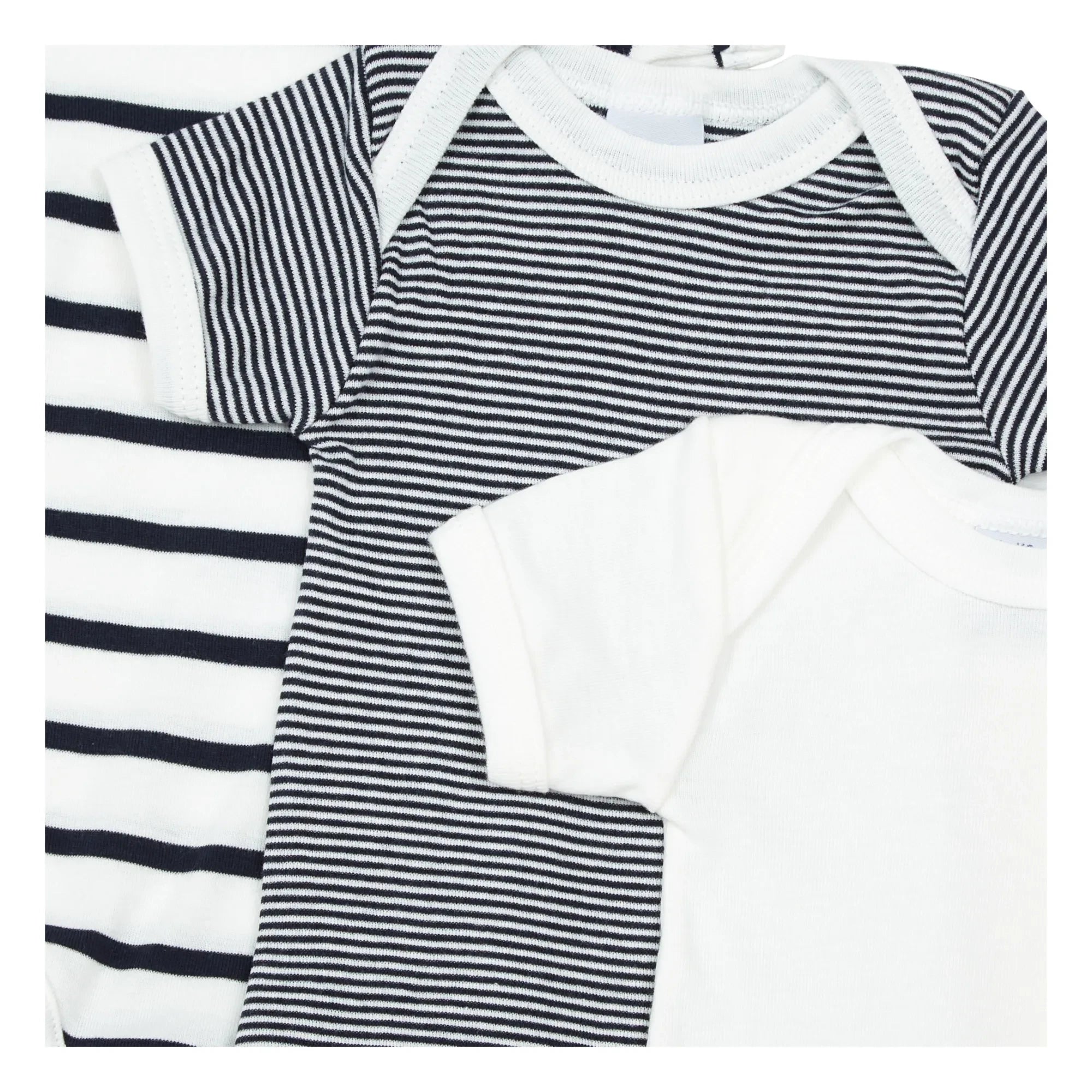 Petit Bateau – 3er-Set gestreifter Strampler aus Bio-Baumwolle, ärmellos | Blau