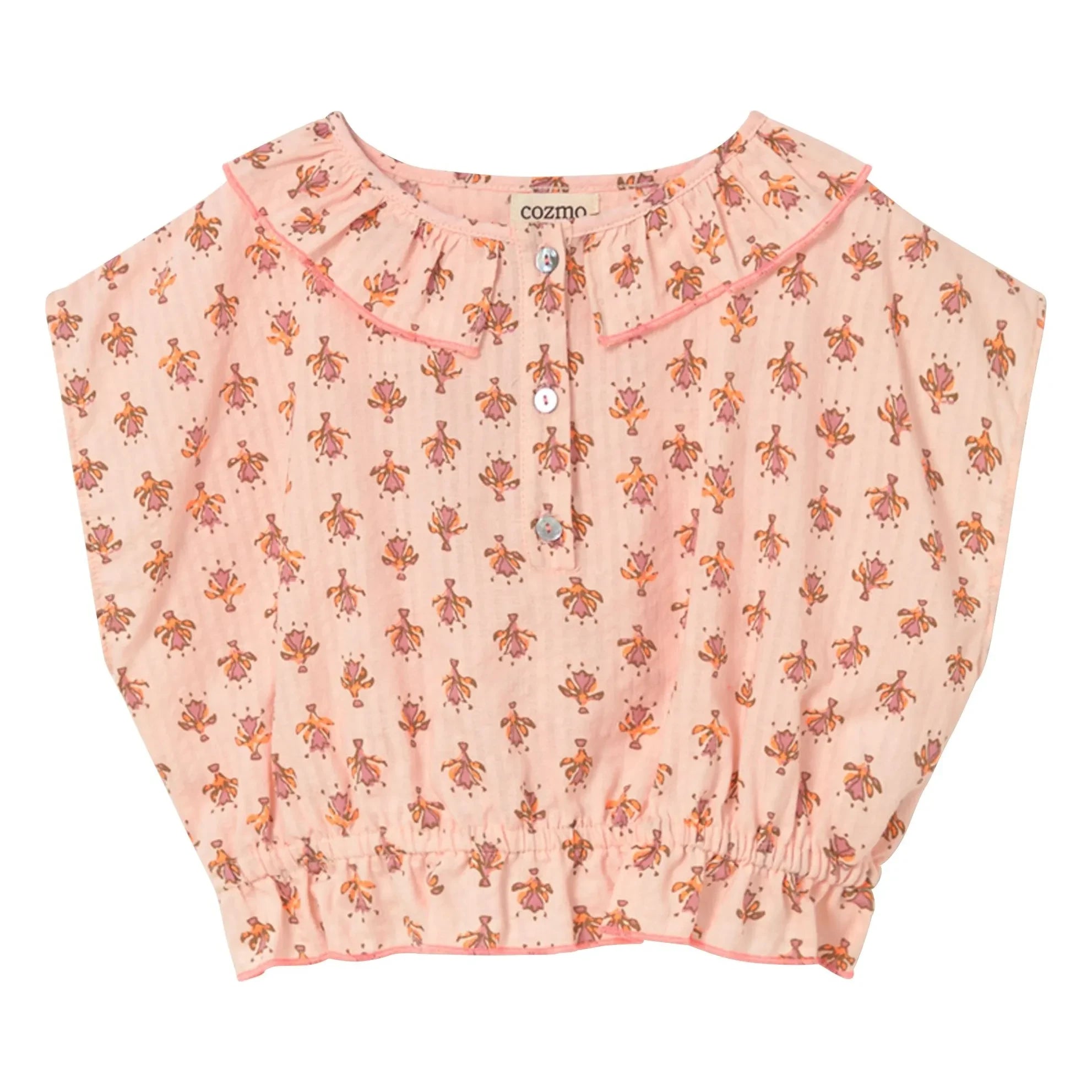 Cozmo - Dara Fleurie Bio-Baumwoll-Bluse | Puderrosa