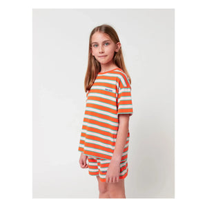 Bobo Choses - Gestreiftes T-Shirt und Shorts Set aus Bio-Baumwolle | Rot