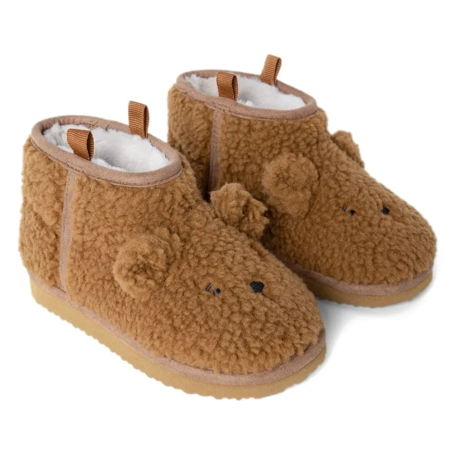 Liewood - Alban Sherpa-Stiefel mit Bärenmuster aus recycelten Fasern | Karamell