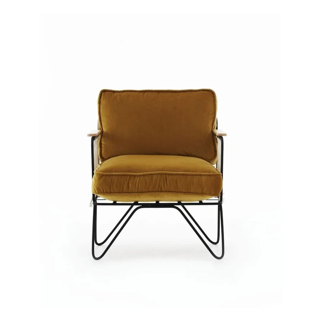 Honoré - Croisette Schwarzer Epoxid- und Samt-Sessel | Camel