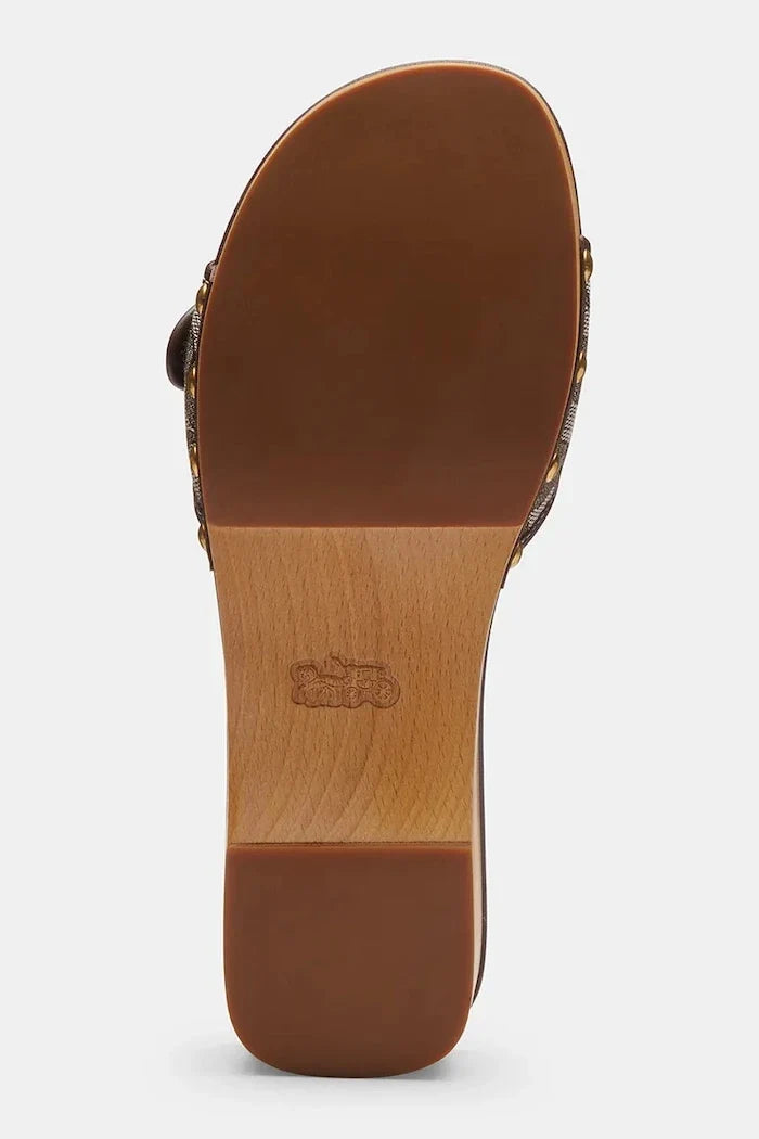 Coach Kadın Alçak Topuklu Deri Terlik Margot Signature Jacquard