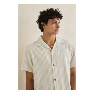 Rhythm - Gestreiftes Holiday Kurzarmhemd | Creme