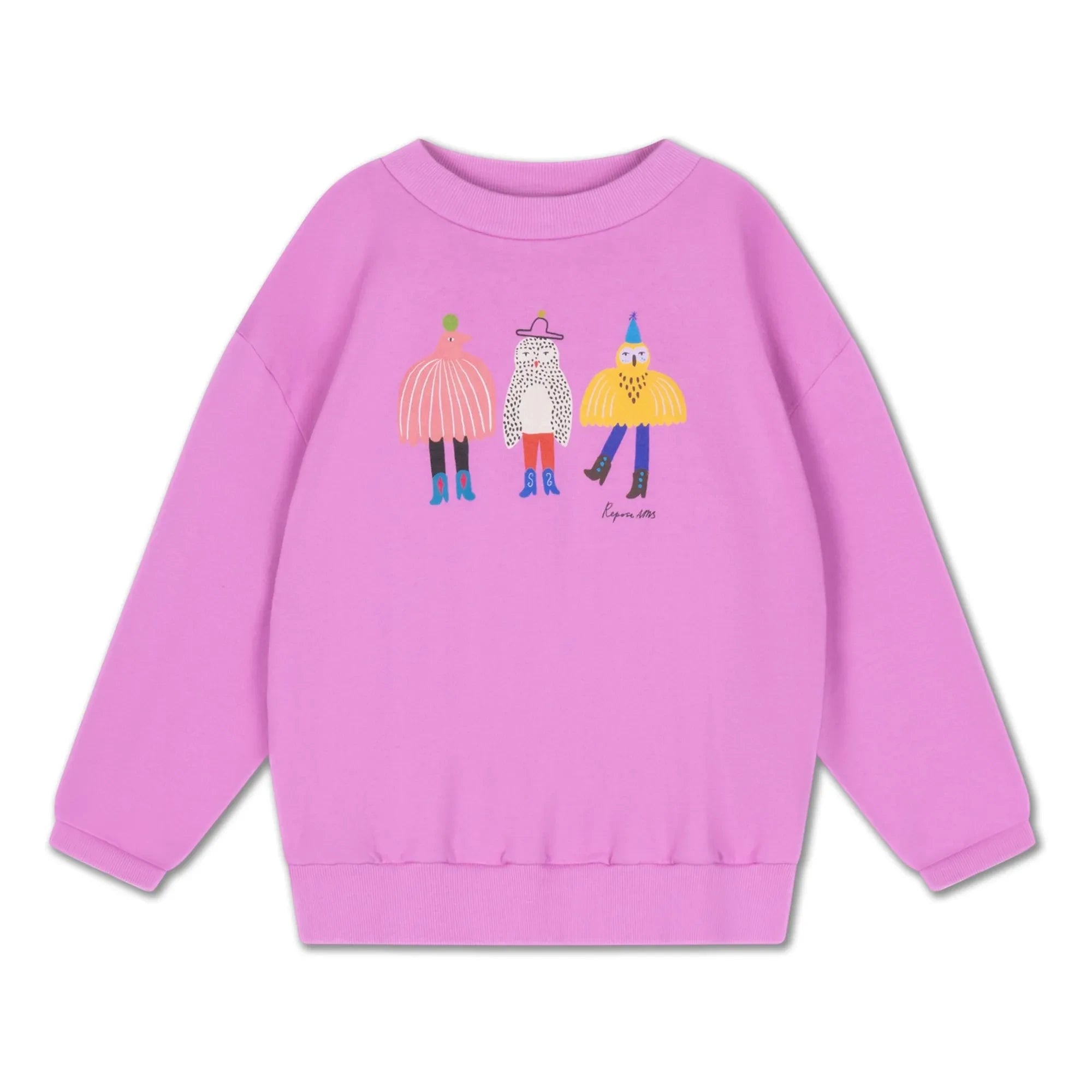 Repose AMS - Oversized Sweat Cozydrop Oiseaux Bio-Baumwolle | Rosa