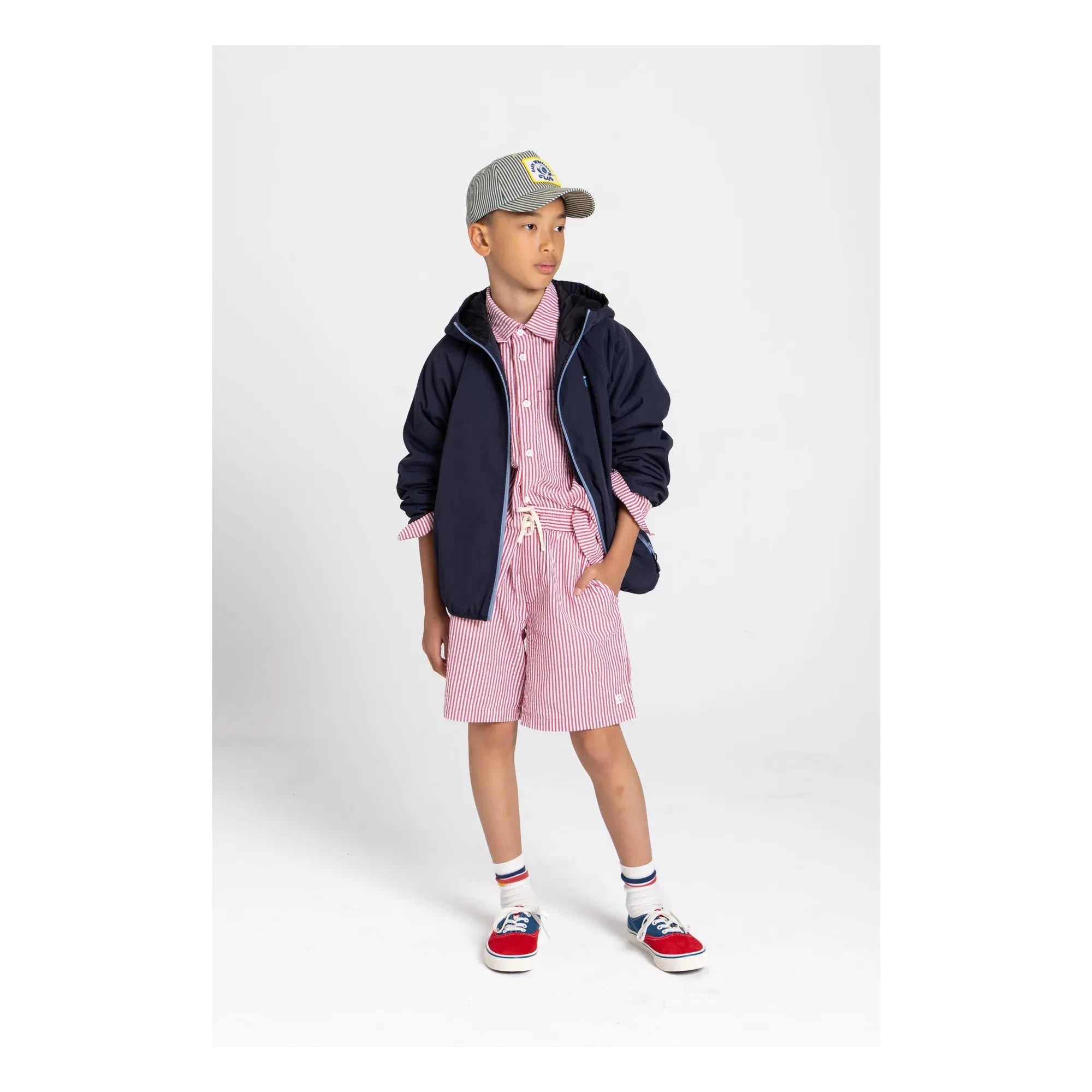 Smallable Kid - Gestreifte Tom Shorts | Kirschrot