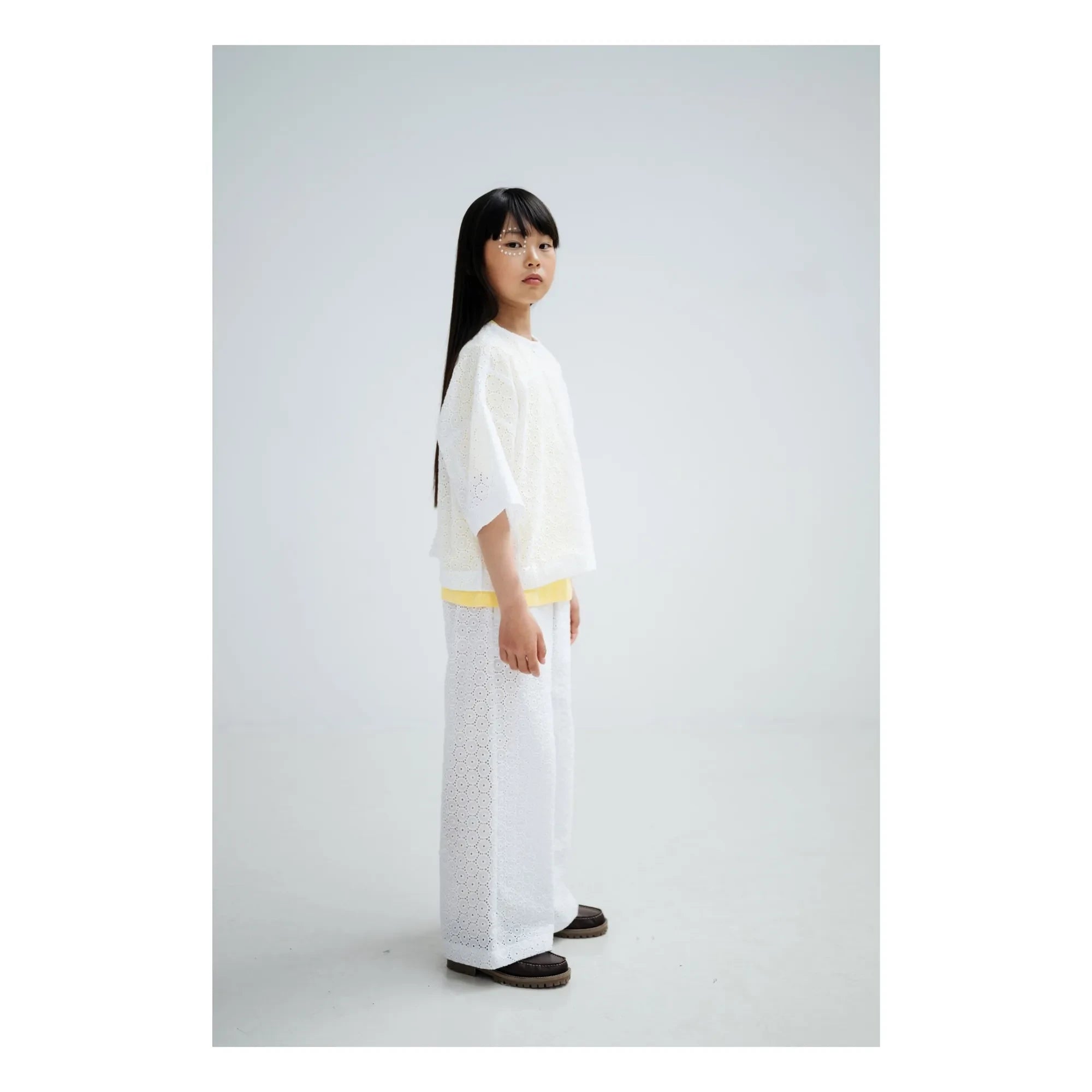 Repose AMS - Bluse mit Knöpfen hinten, bestickte Anglaise Bio-Baumwolle | Weiß