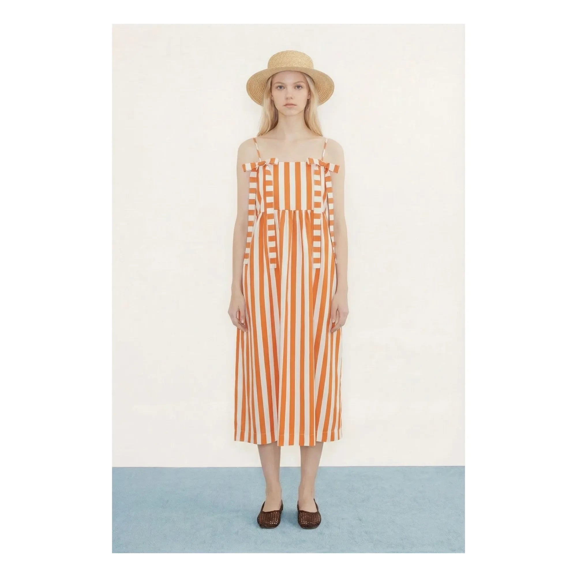 The Tiny Big Sister - Leinen- und Baumwollkleid mit Streifen | Rot