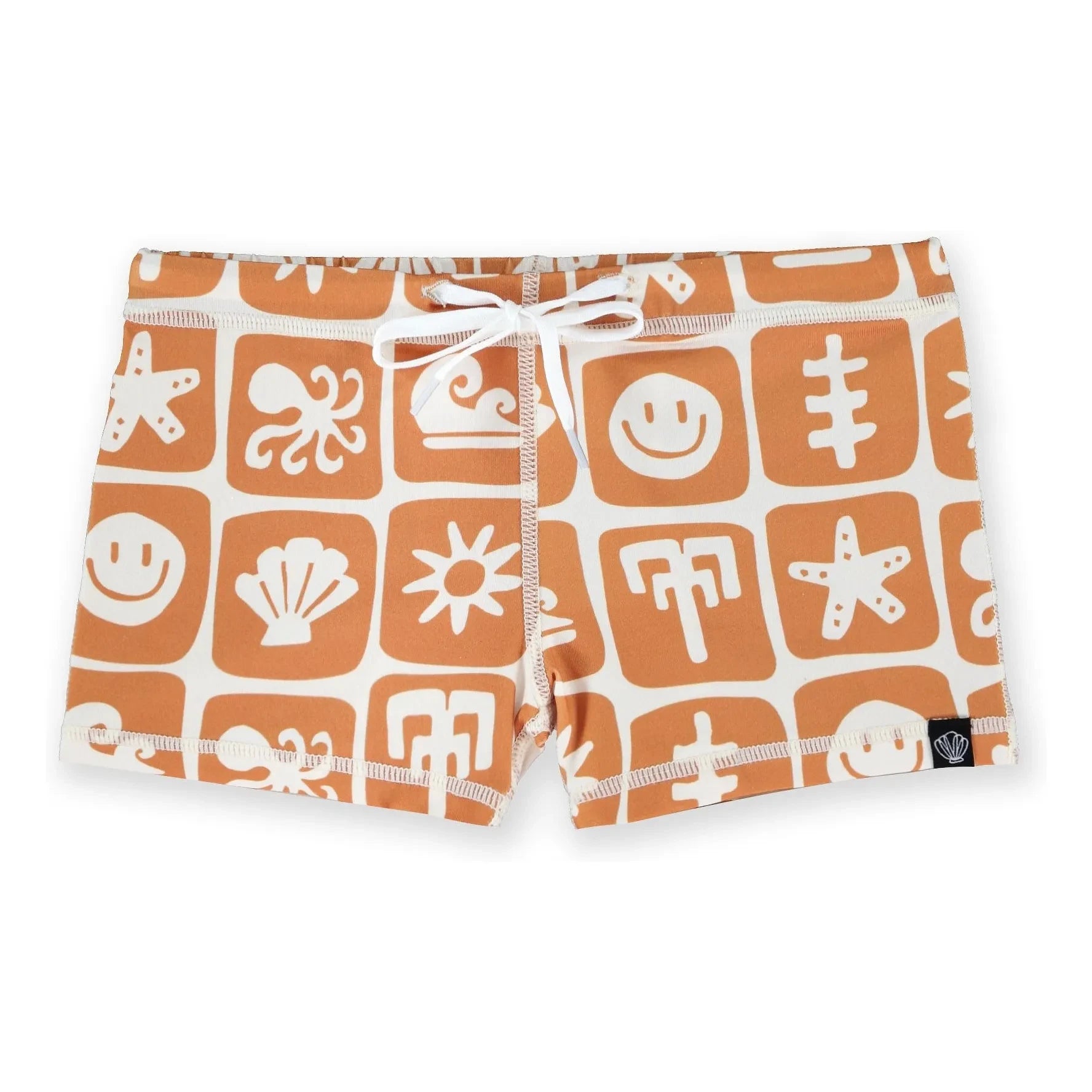 Beach & Bandits - Sea Smiley UV-Schutz Badeshorts aus recycelten Fasern | Rostfarben