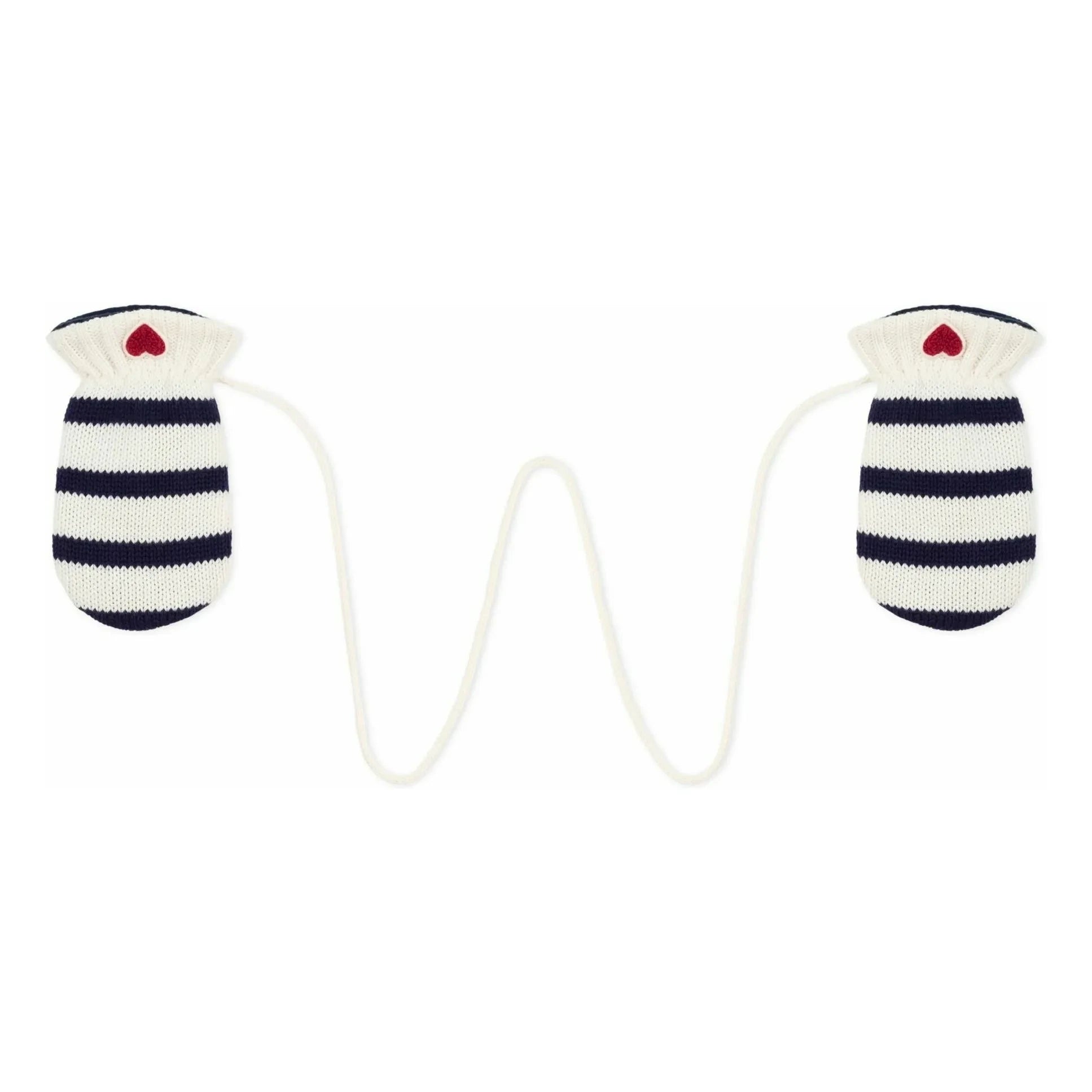Petit Bateau - Gestreifte Fäustlinge | Ecru