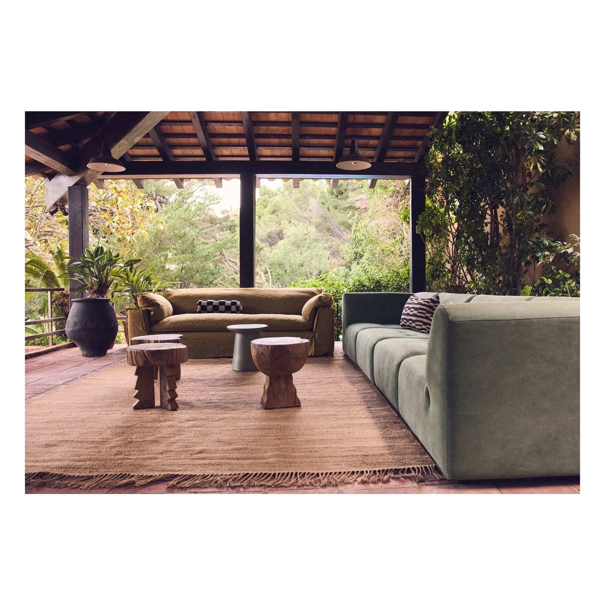 HKliving - Nomad 3-Sitzer Leinen Sofa | Ocker
