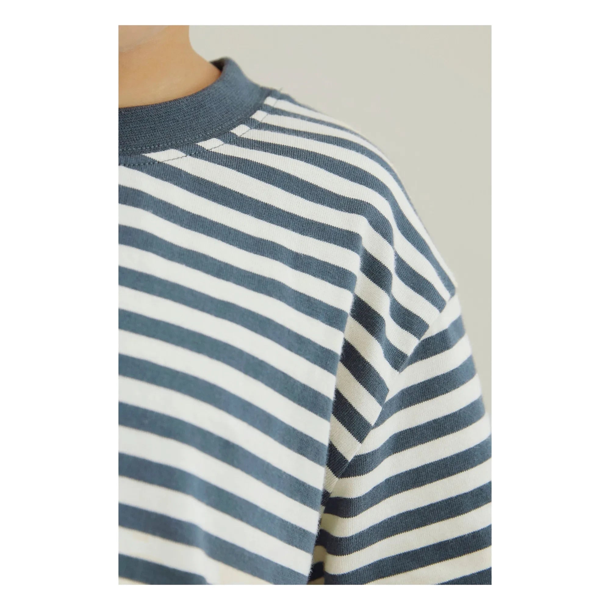 Gray Label - Oversize Gestreiftes T-Shirt aus Bio-Baumwolle | Blau