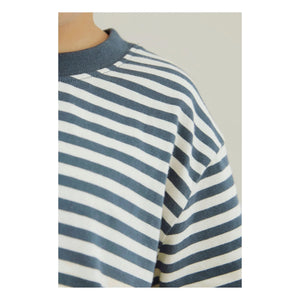 Gray Label - Oversize Gestreiftes T-Shirt aus Bio-Baumwolle | Blau