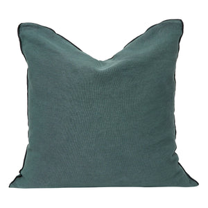 Maison de Vacances - Vice Versa Kissen aus Stonewashed Leinen, schwarzer Streifen | Tinte