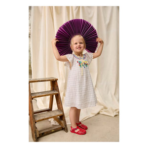 Louise Misha - Besticktes Kleid Edith Carreaux Bio-Baumwolle | Creme