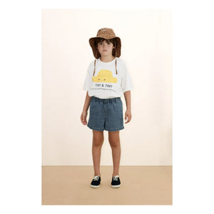 Tinycottons - Gestreifte Jeansshorts | Blau
