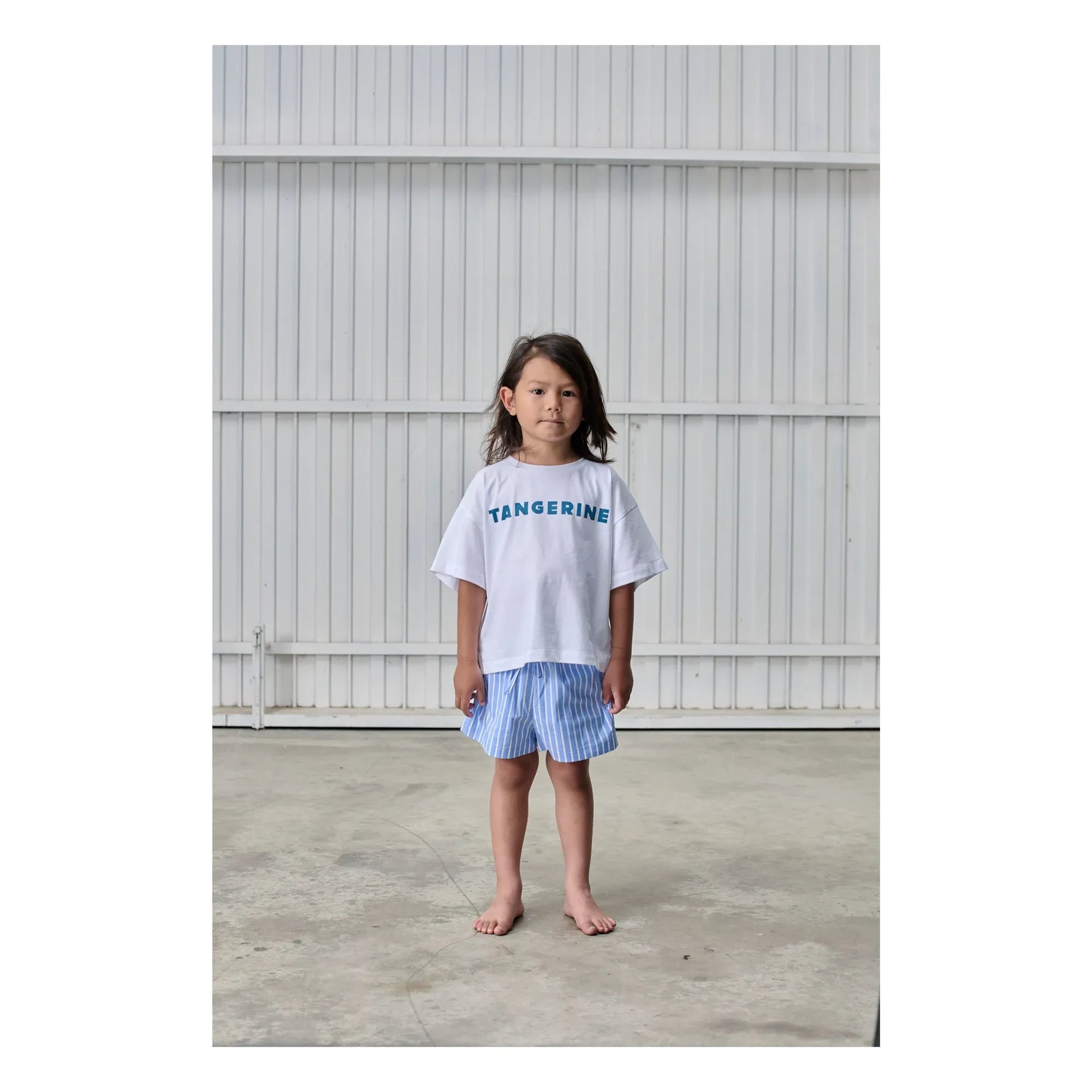 Tangerine - Gestreifte Shorts | Hellblau