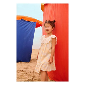 Louise Misha - Danya Gestreiftes Kleid aus Bio-Baumwolle | Gelb