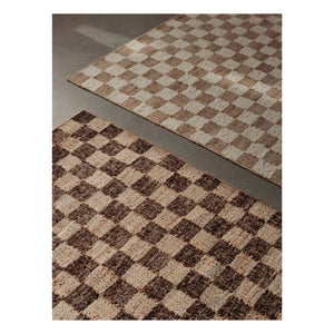 Ferm Living - Karierter Wolle und Jute Teppich | Creme