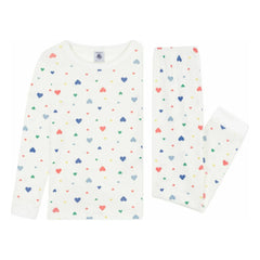 Petit Bateau – Schlafanzug aus Bio-Baumwolle mit Herzen | Weiß