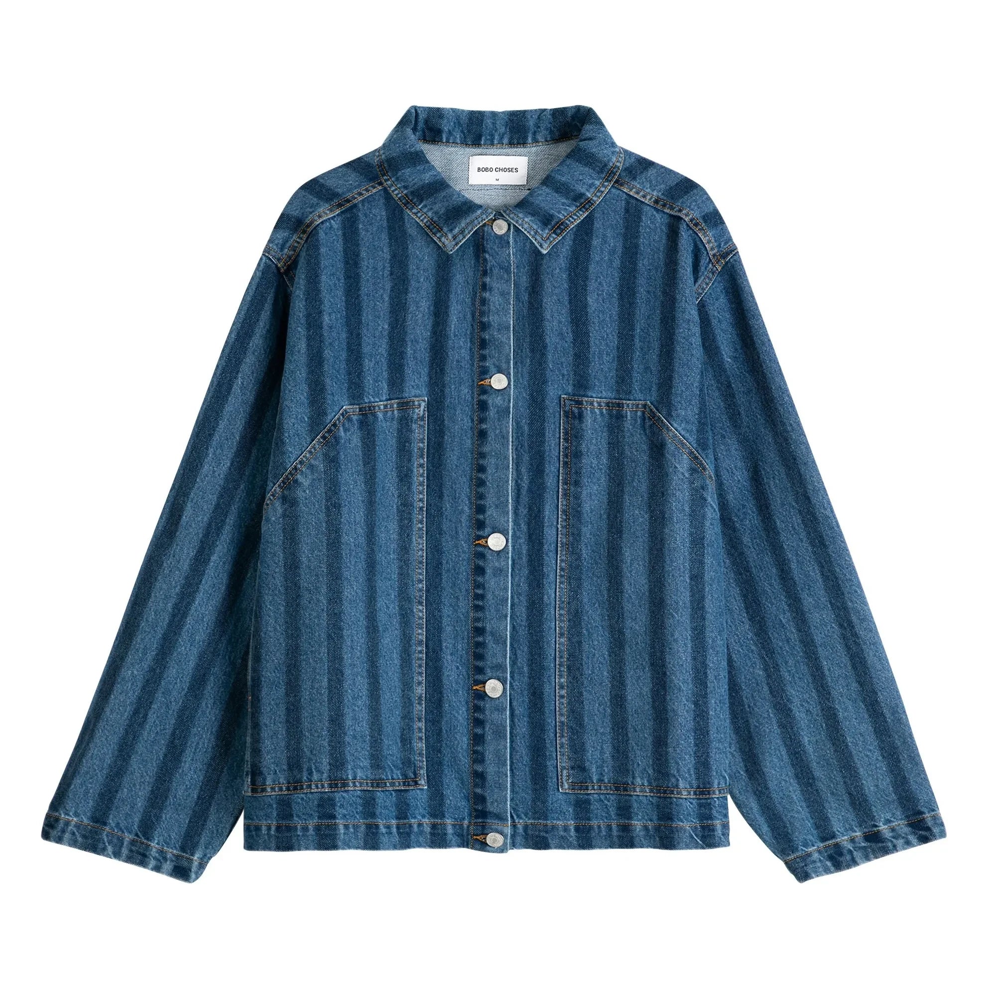 Bobo Choses - Blaue Jeansjacke mit Streifen aus Bio-Baumwolle