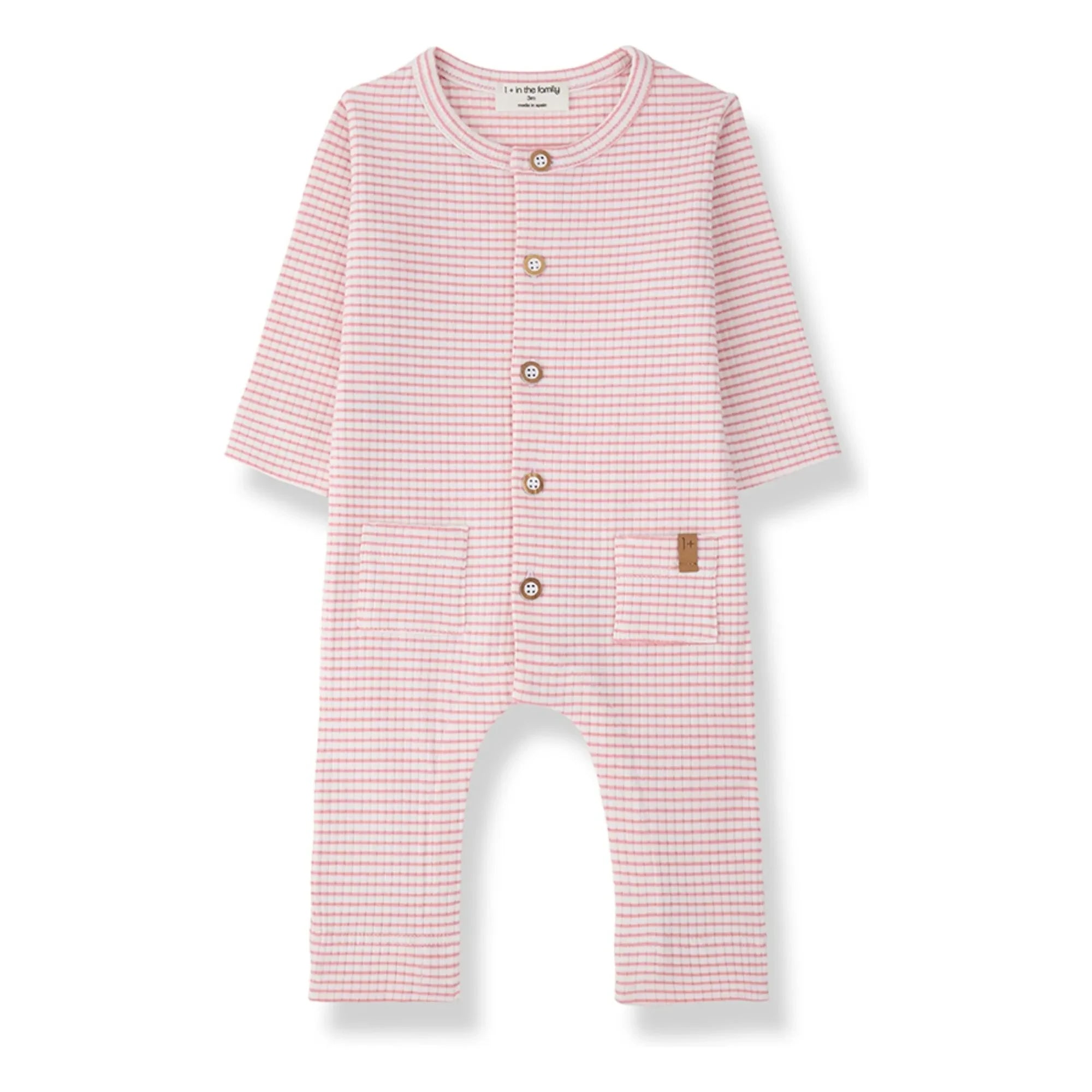 1+ in the family - Gestreifter Cambrils Rippstrick-Pyjama-Set | Blush