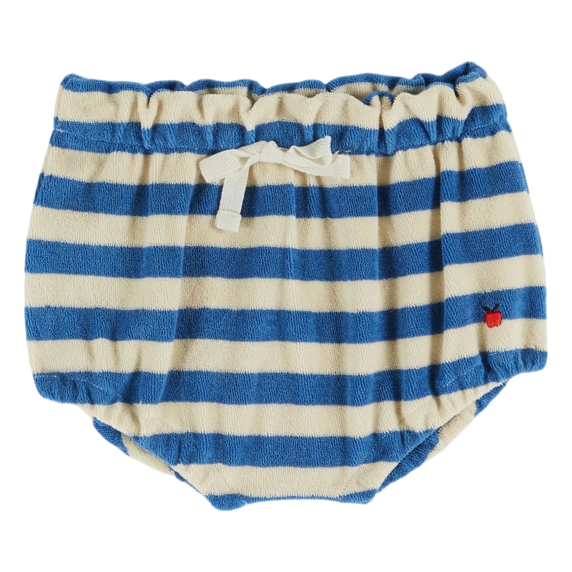 Emile et Ida - Blau gestreifter Bloomer Apfel aus Bio-Baumwollfrottee | Blau