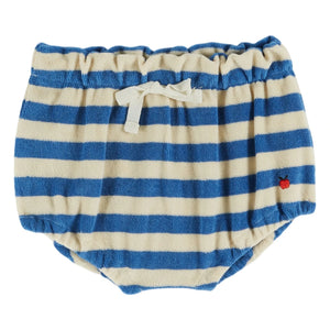 Emile et Ida - Blau gestreifter Bloomer Apfel aus Bio-Baumwollfrottee | Blau