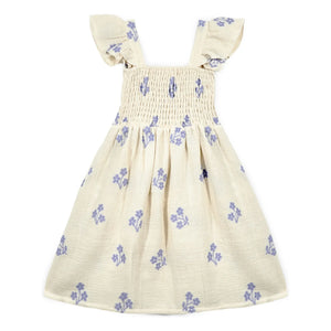 Mipounet - Sandrine Fleurie Bio-Baumwollkleid | Ecru