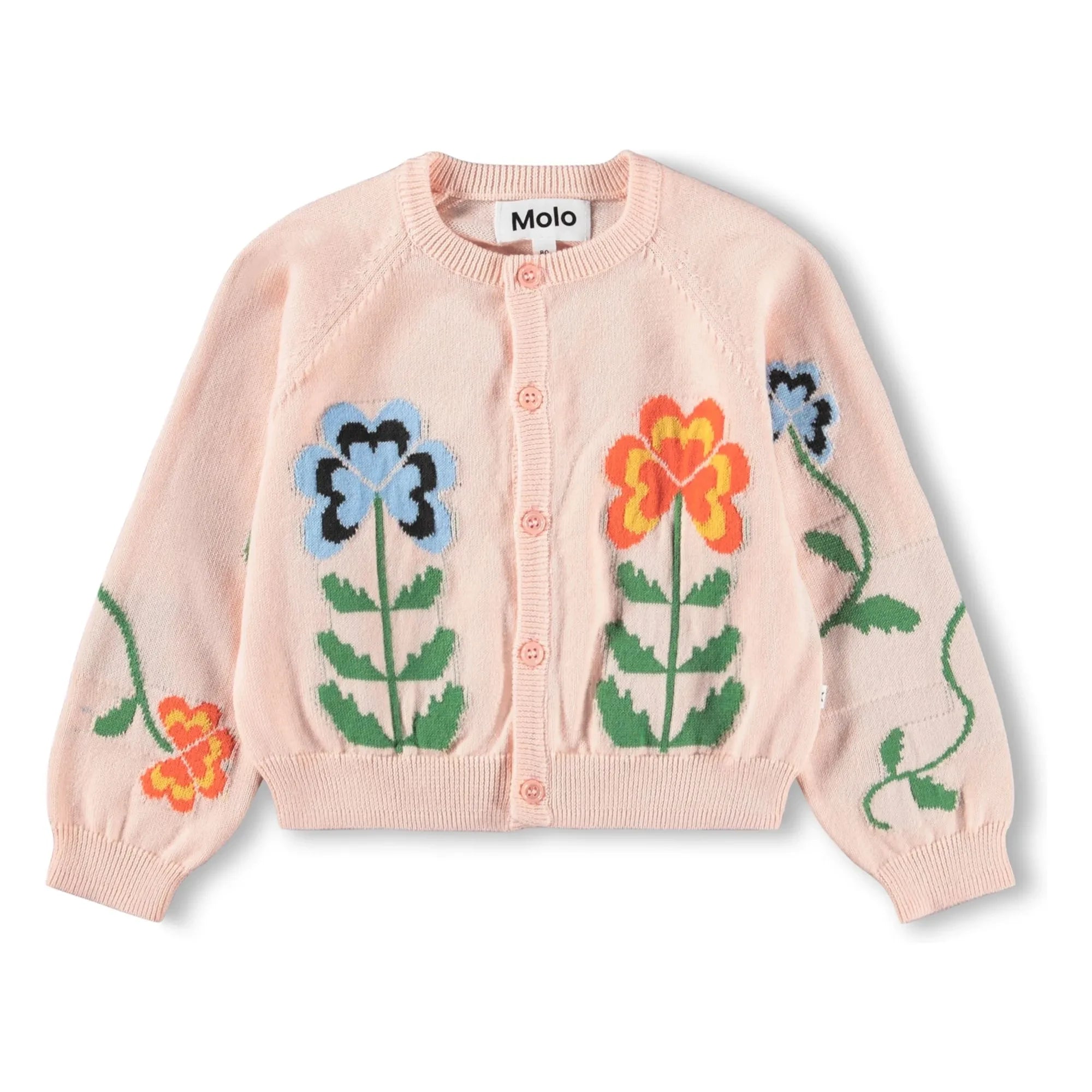 Molo - Gert Bio-Baumwoll-Strickjacke mit Blumenmuster | Hellrosa