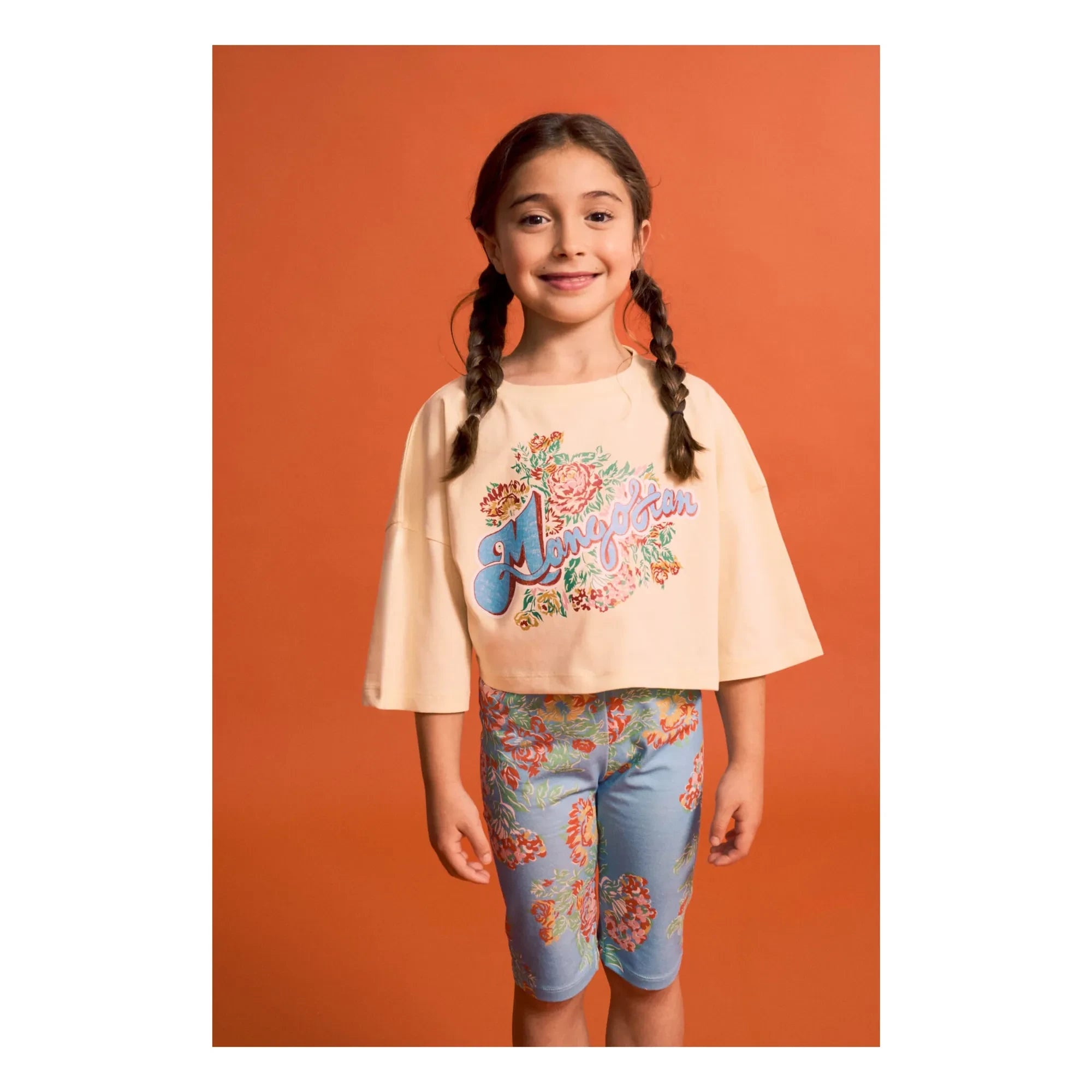 Maison Mangostan - Çiçekli Crop Tişört | Soluk sarı
