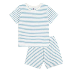 Petit Bateau - Gestreifte Frottee-Pyjama-Shorts | Blau