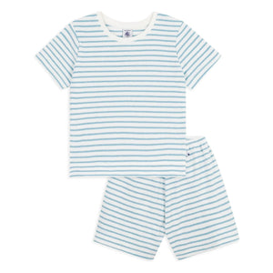 Petit Bateau - Gestreifte Frottee-Pyjama-Shorts | Blau